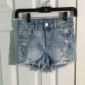 Light wash high waisted jean shorts